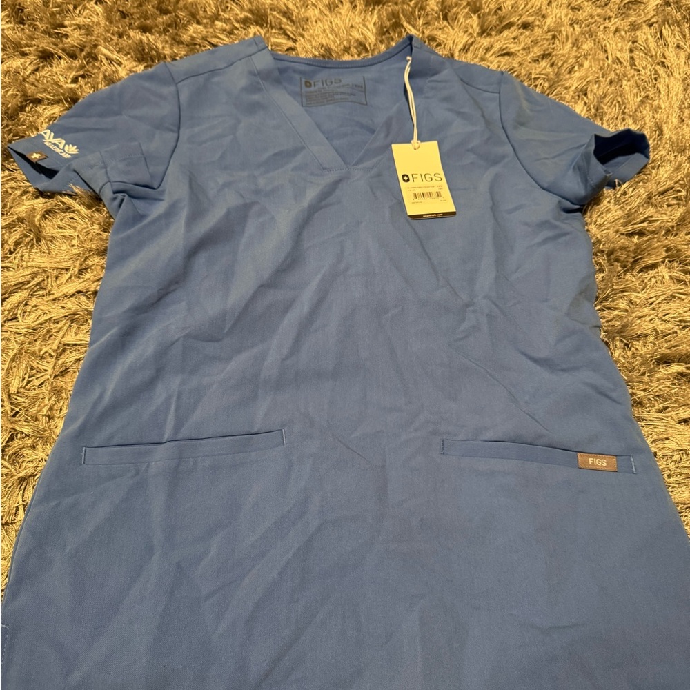 Figs Powder Blue Scrub Shirt XXS